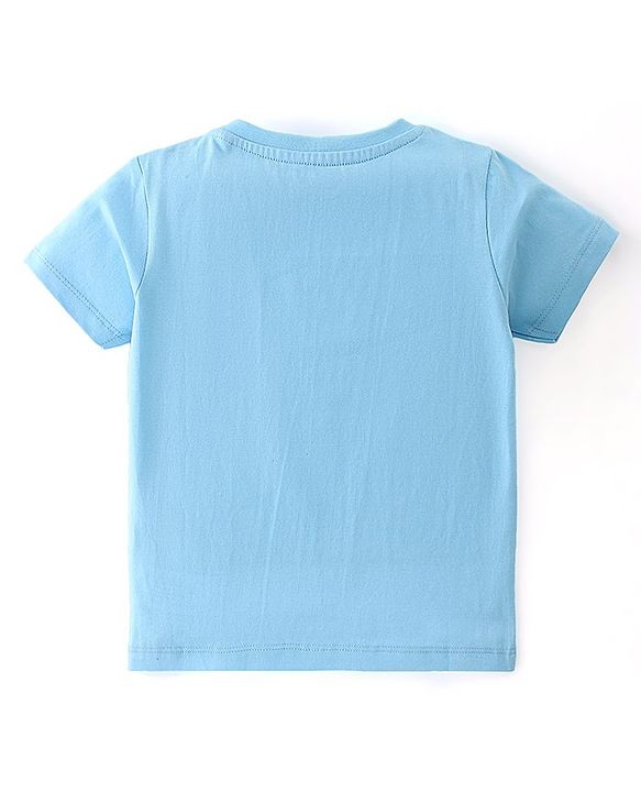 Babyhug 100% Cotton Knit Half Sleeves T-Shirt with Tiger Print - Blue