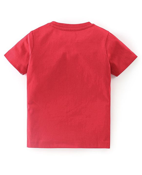 Babyhug Cotton Knit Half Sleeves T-Shirt Text Print - Red