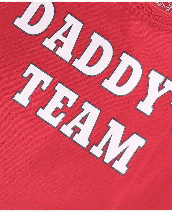 Babyhug Cotton Knit Half Sleeves T-Shirt Text Print - Red