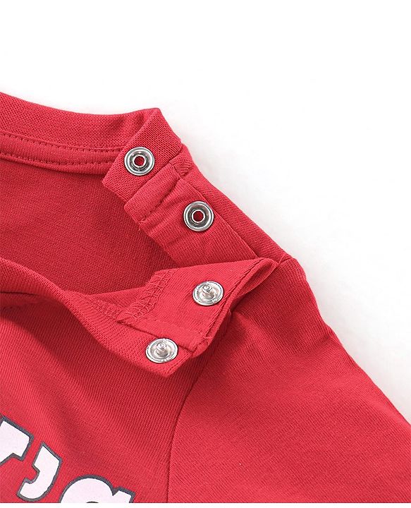 Babyhug Cotton Knit Half Sleeves T-Shirt Text Print - Red
