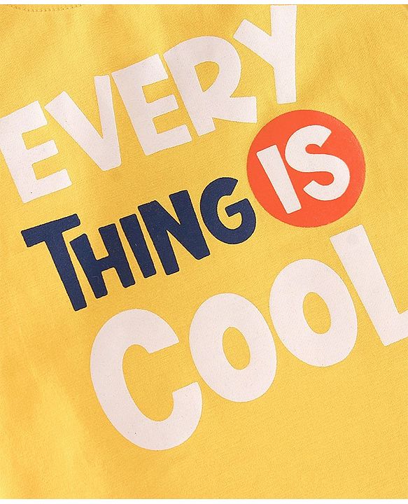 Babyhug 100% Cotton Knit Half Sleeves T-Shirt with Text Print - Yellow