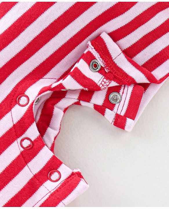 Babyhug 100% Cotton Half Sleeves Romper With Penguin Print - Red