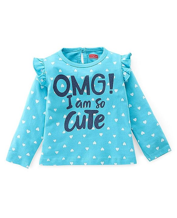 Babyhug Single Jersey Knit Full Sleeves Night Suit Hearts Printed - Blue