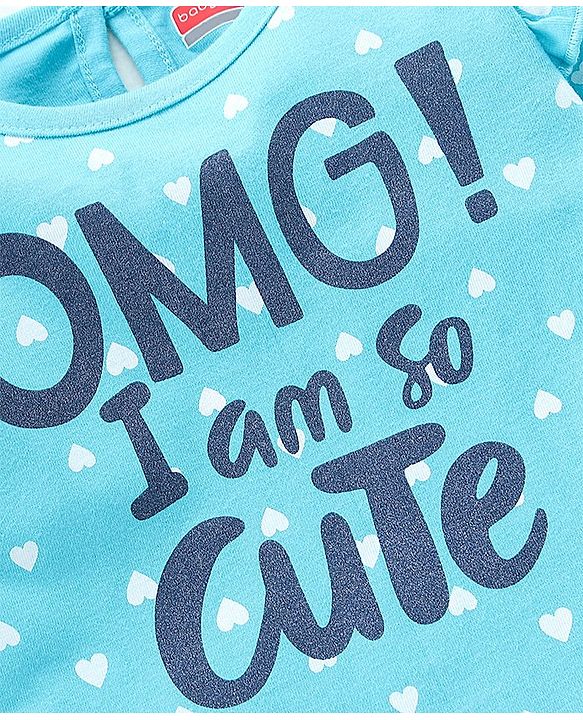 Babyhug Single Jersey Knit Full Sleeves Night Suit Hearts Printed - Blue