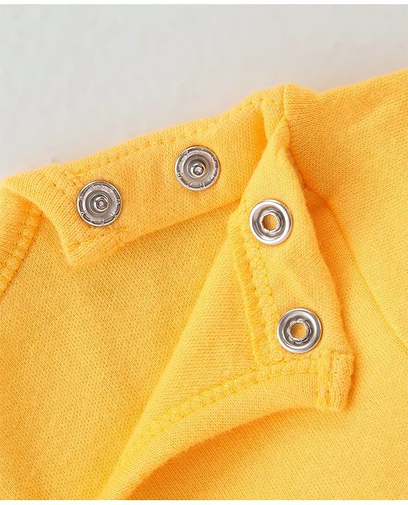 Babyhug 100% Cotton Half Sleeves Romper Animal Print - Yellow