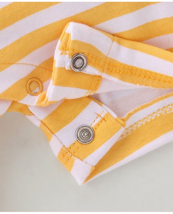 Babyhug 100% Cotton Half Sleeves Romper Animal Print - Yellow