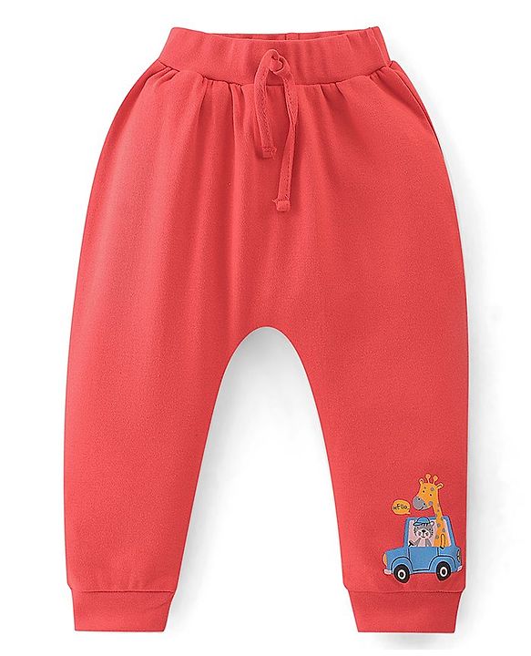 Babyhug Interlock Cotton Knit Full Length Stripes & Cars Print Diaper Pants Pack of 3 - Multicolour