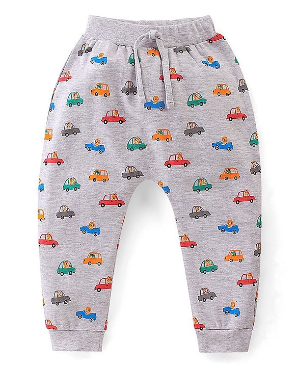 Babyhug Interlock Cotton Knit Full Length Stripes & Cars Print Diaper Pants Pack of 3 - Multicolour