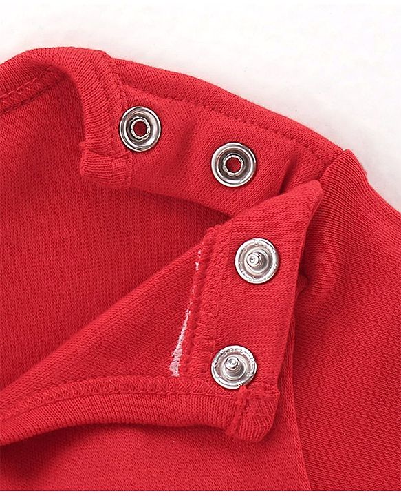 Babyhug 100% Cotton Knit Half Sleeves Onesie with Penguin Print - Red
