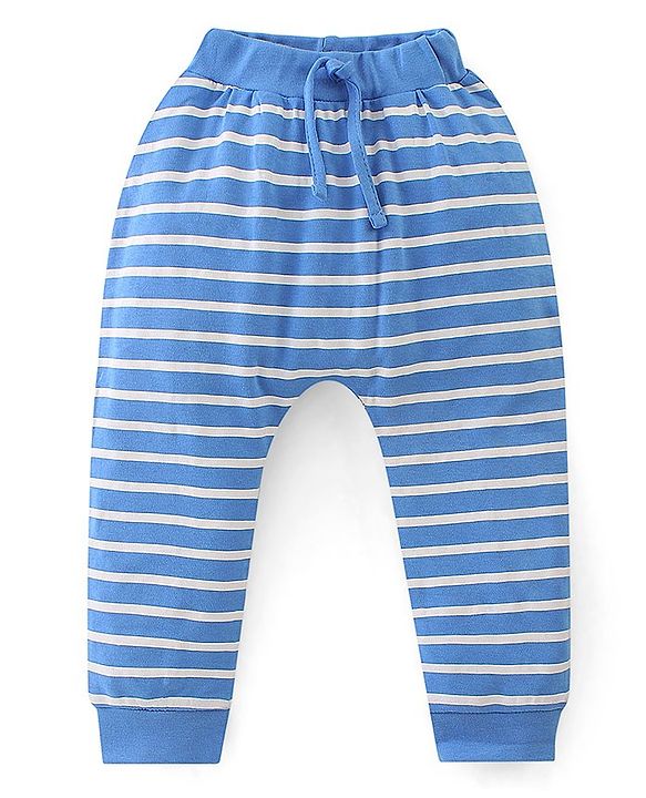 Babyhug Interlock Cotton Knit Full Length Stripes & Dino Print Diaper Pants Pack of 3 - Multicolour
