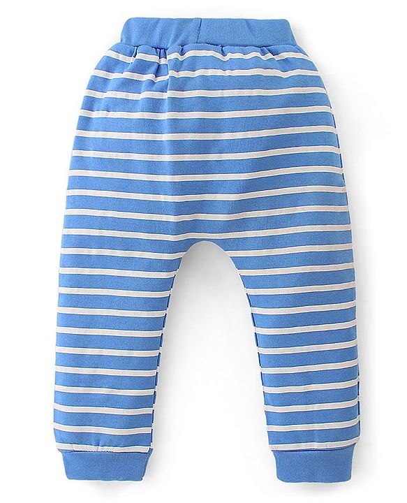 Babyhug Interlock Cotton Knit Full Length Stripes & Dino Print Diaper Pants Pack of 3 - Multicolour