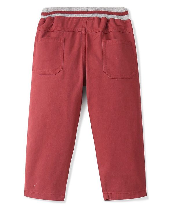 Babyhug Cotton Woven Full Length Trouser Solid Colour with Stretch - Rust
