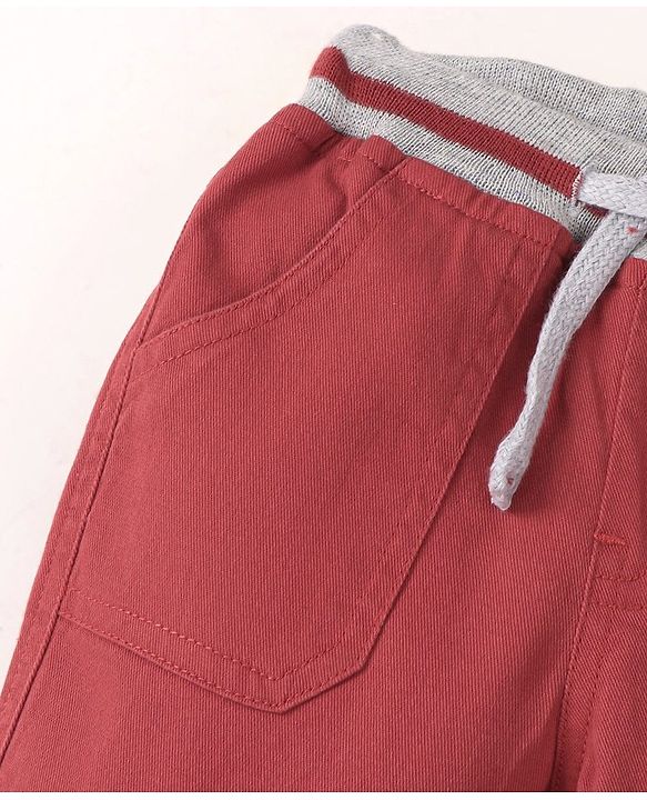 Babyhug Cotton Woven Full Length Trouser Solid Colour with Stretch - Rust