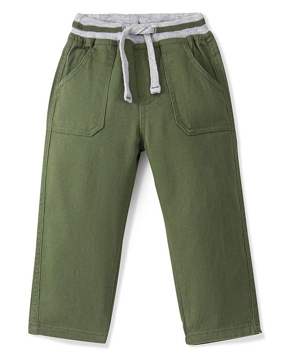 Babyhug Cotton Woven Full Length Trouser Solid Colour with Stretch - Rust