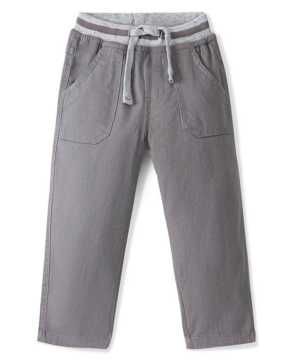 Babyhug Cotton Woven Full Length Trouser Solid Colour with Stretch - Rust