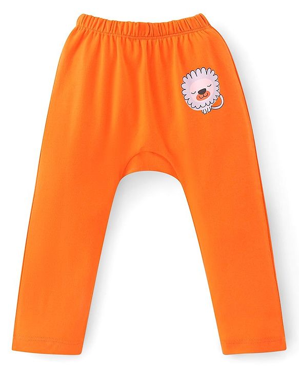 Babyhug Interlock Cotton Knit Full Length Diaper Pants Lion Print Pack of 3 - Multicolor