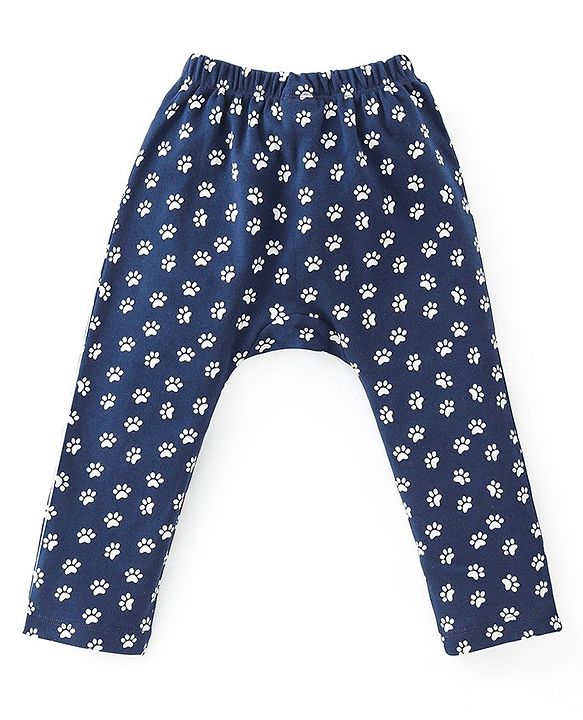 Babyhug Interlock Cotton Knit Full Length Diaper Pants Lion Print Pack of 3 - Multicolor