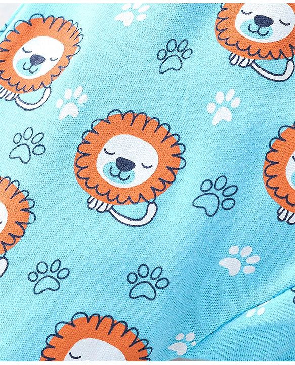 Babyhug Interlock Cotton Knit Full Length Diaper Pants Lion Print Pack of 3 - Multicolor