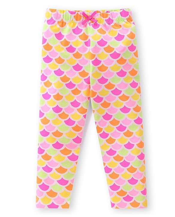 Babyhug Cotton Lycra Full Length Leggings Polka Dot & Text Print  Pack of 3 - Multicolour