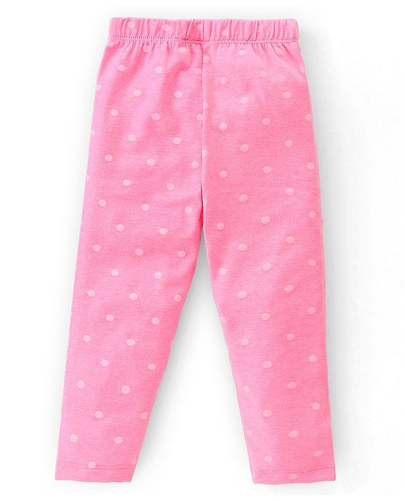 Babyhug Cotton Lycra Full Length Leggings Polka Dot & Text Print  Pack of 3 - Multicolour