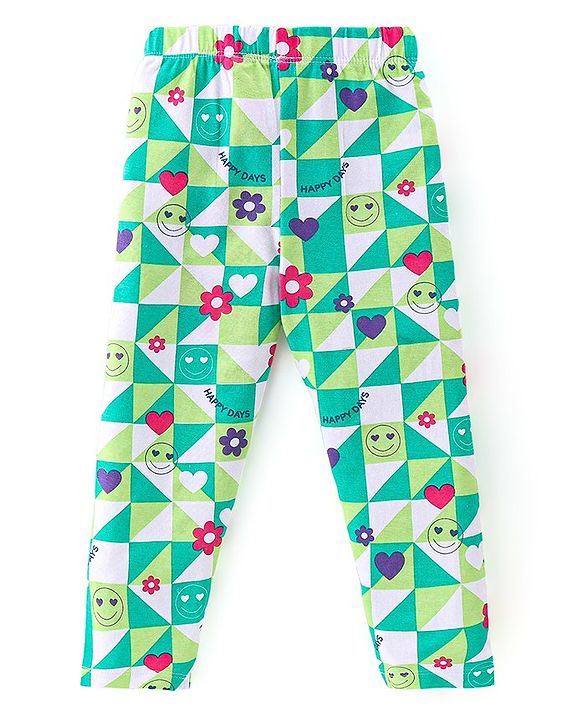 Babyhug Cotton Lycra Knit Stretchable Leggings Floral Print Pack of 3 - Multicolor