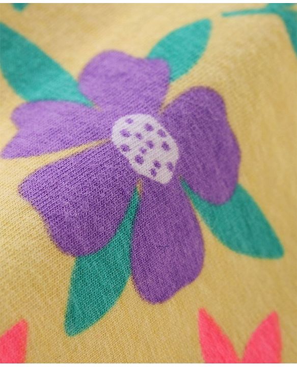 Babyhug Cotton Lycra Full Length Leggings With Text & Floral Print Pack Of 3 - Pink Navy Blue & Green