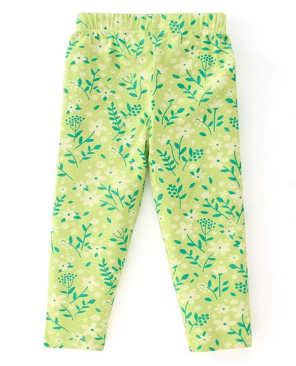 Babyhug Cotton Lycra Knit Stretchable Leggings Floral Print Pack of 3 - Multicolor