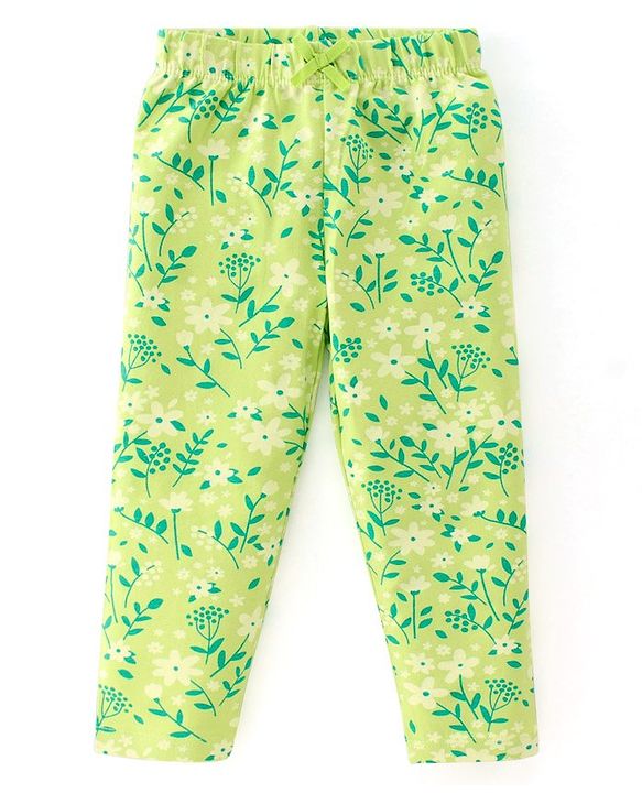 Babyhug Cotton Lycra Knit Stretchable Leggings Floral Print Pack of 3 - Multicolor