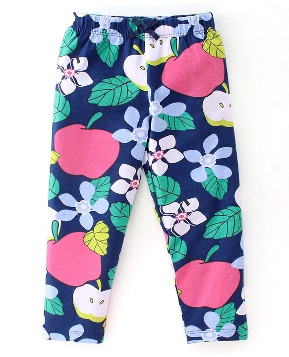 Babyhug Cotton Lycra Knit Stretchable Leggings Floral Print Pack of 3 - Multicolor