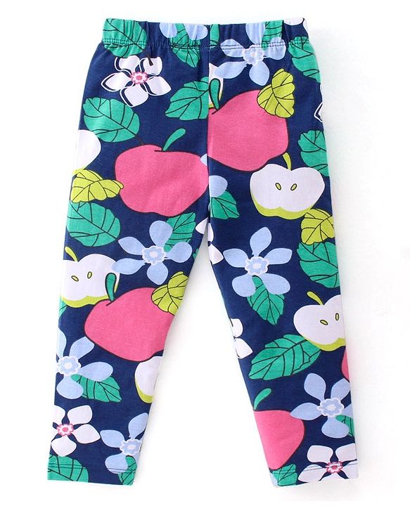 Babyhug Cotton Lycra Knit Stretchable Leggings Floral Print Pack of 3 - Multicolor