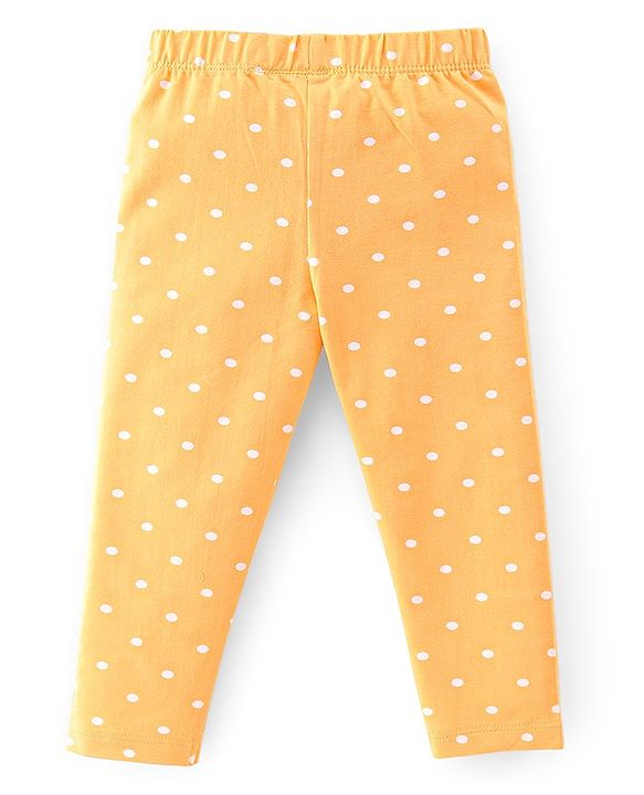 Babyhug Cotton Lycra Full Length Leggings Floral Printed Pack of 3 - Pink & Yellow
