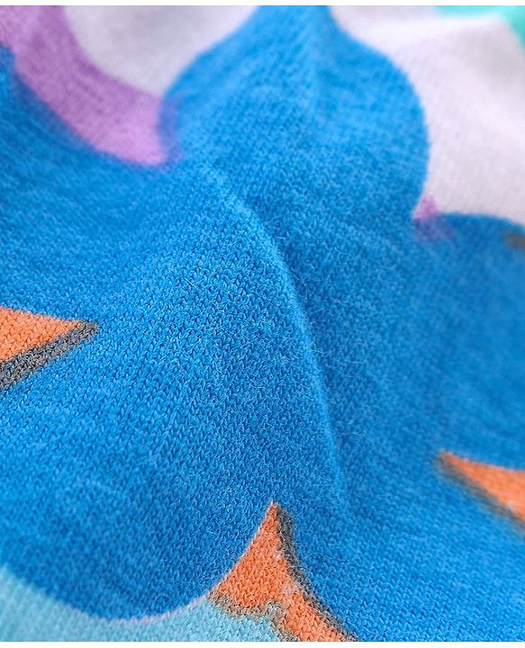 Babyhug Cotton Lycra Knit Full Length Leggings Rainbow Floral & Text  Print Pack of 3 - Blue  & Red
