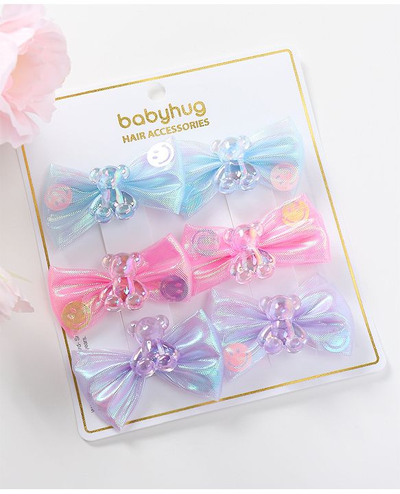 Babyhug Bow & Butterfly Clips Pack of 6 - Multicolor