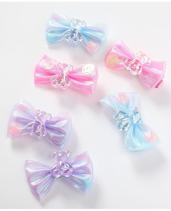 Babyhug Bow & Butterfly Clips Pack of 6 - Multicolor