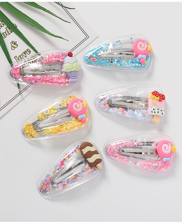 Babyhug Snap Clips Icecream Applique Pack of 6 - Multicolour
