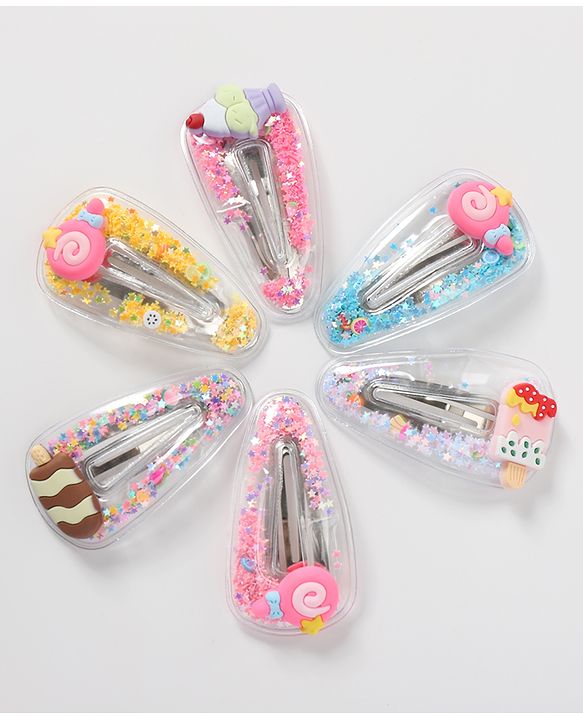 Babyhug Snap Clips Icecream Applique Pack of 6 - Multicolour