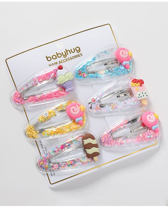 Babyhug Snap Clips Icecream Applique Pack of 6 - Multicolour