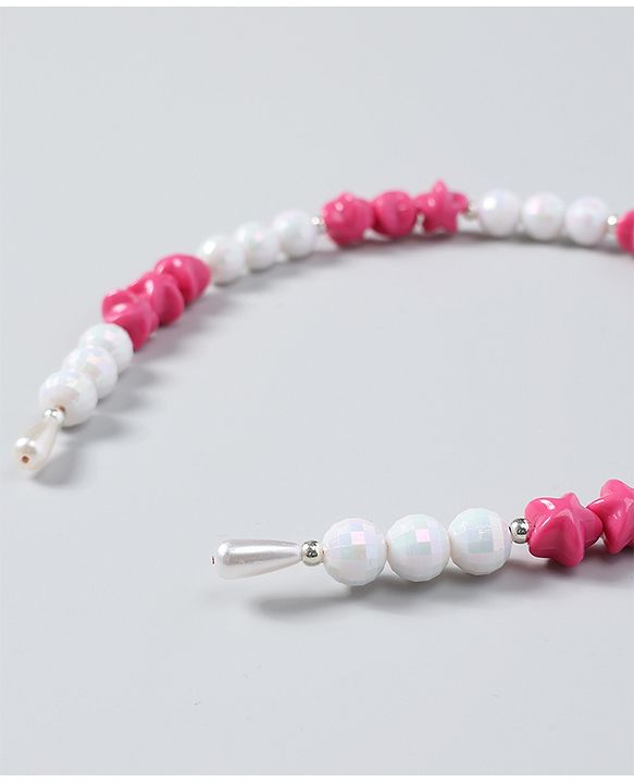 Babyhug Free Size Hair Band with Stars & Beads - Dark Pink