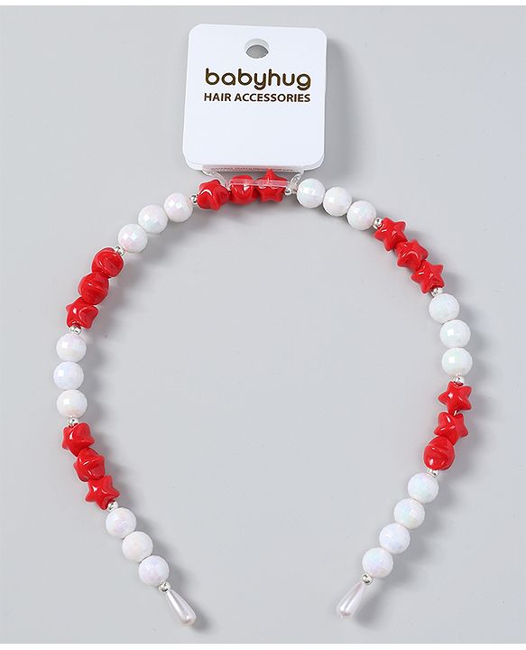 Babyhug Free Size Hair Band with Stars & Beads - Dark Pink