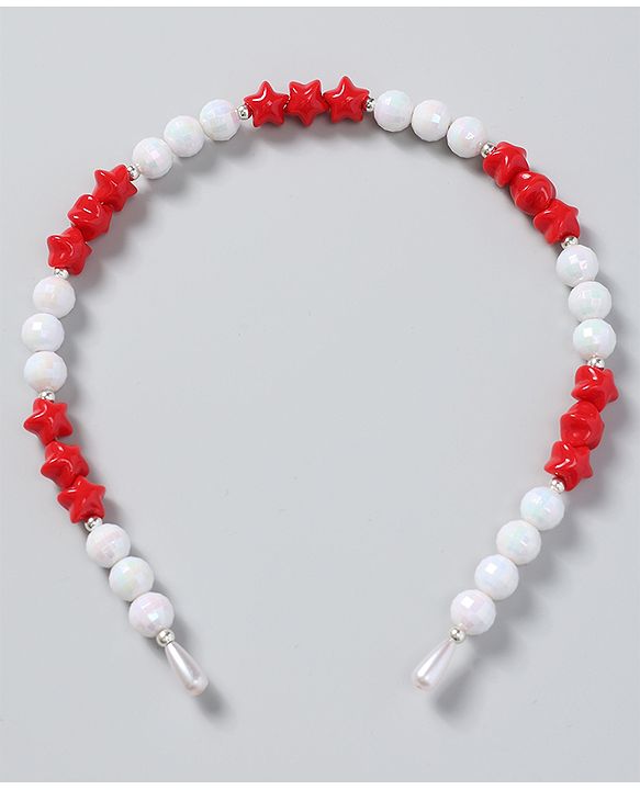Babyhug Free Size Hair Band with Stars & Beads - Dark Pink