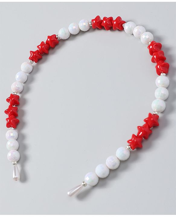 Babyhug Free Size Hair Band with Stars & Beads - Dark Pink