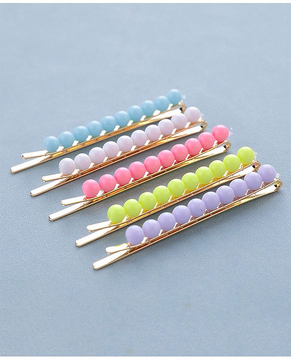 Pine Kids Free Size Hair Pins with Pearl Applique Pack of 5 - Multicolour