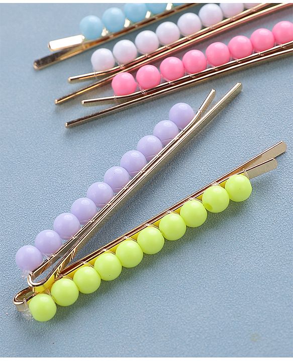 Pine Kids Free Size Hair Pins with Pearl Applique Pack of 5 - Multicolour