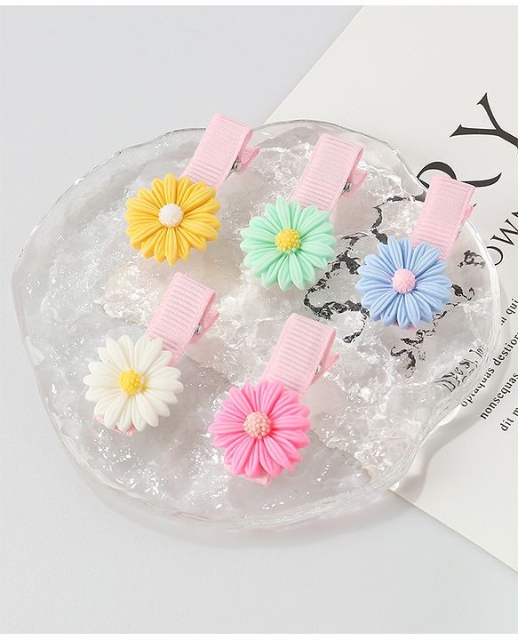 Babyhug Hair Pins And Clips Flower Applique Pack of 10 - Multicolour