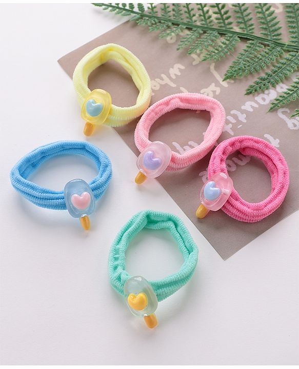 Babyhug Rubber Bands & Scrunchies Sets Icecream Applique Pack of 5 - Multicolour