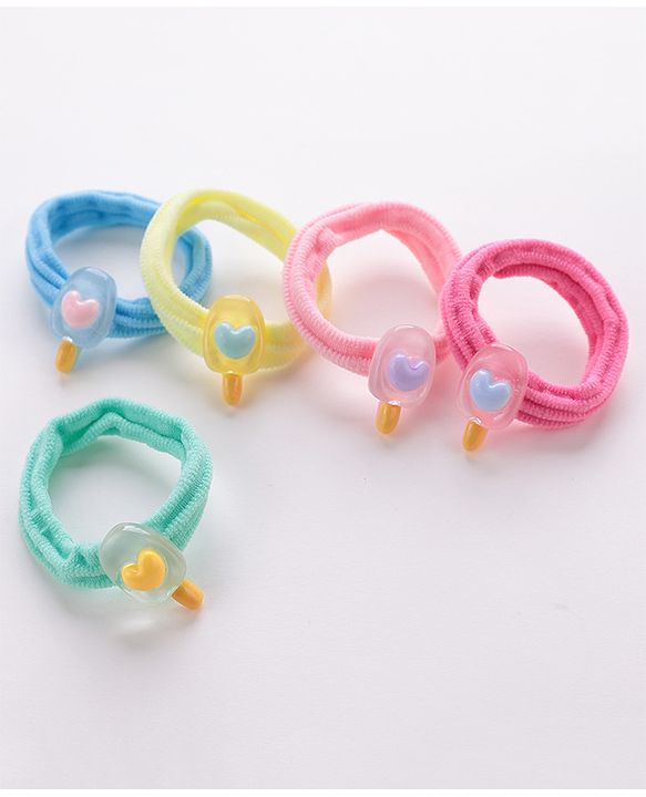 Babyhug Rubber Bands & Scrunchies Sets Icecream Applique Pack of 5 - Multicolour