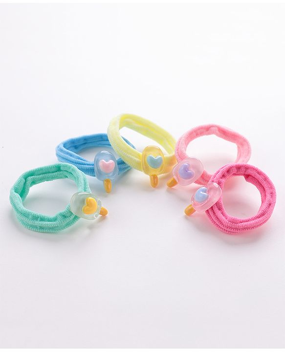 Babyhug Rubber Bands & Scrunchies Sets Icecream Applique Pack of 5 - Multicolour
