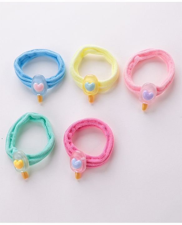 Babyhug Rubber Bands & Scrunchies Sets Icecream Applique Pack of 5 - Multicolour