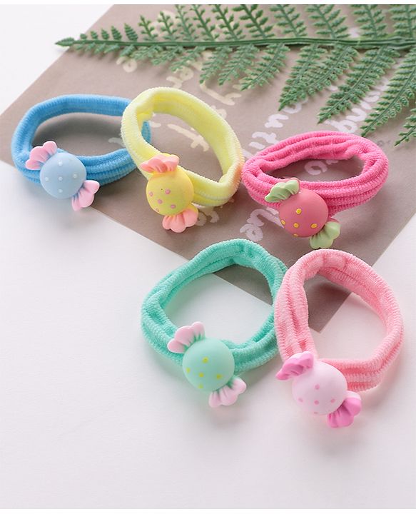Babyhug Rubber Bands & Scrunchies Sets Candy Applique Pack of 5 - Multicolour