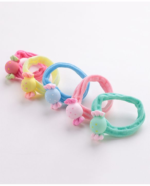 Babyhug Rubber Bands & Scrunchies Sets Candy Applique Pack of 5 - Multicolour